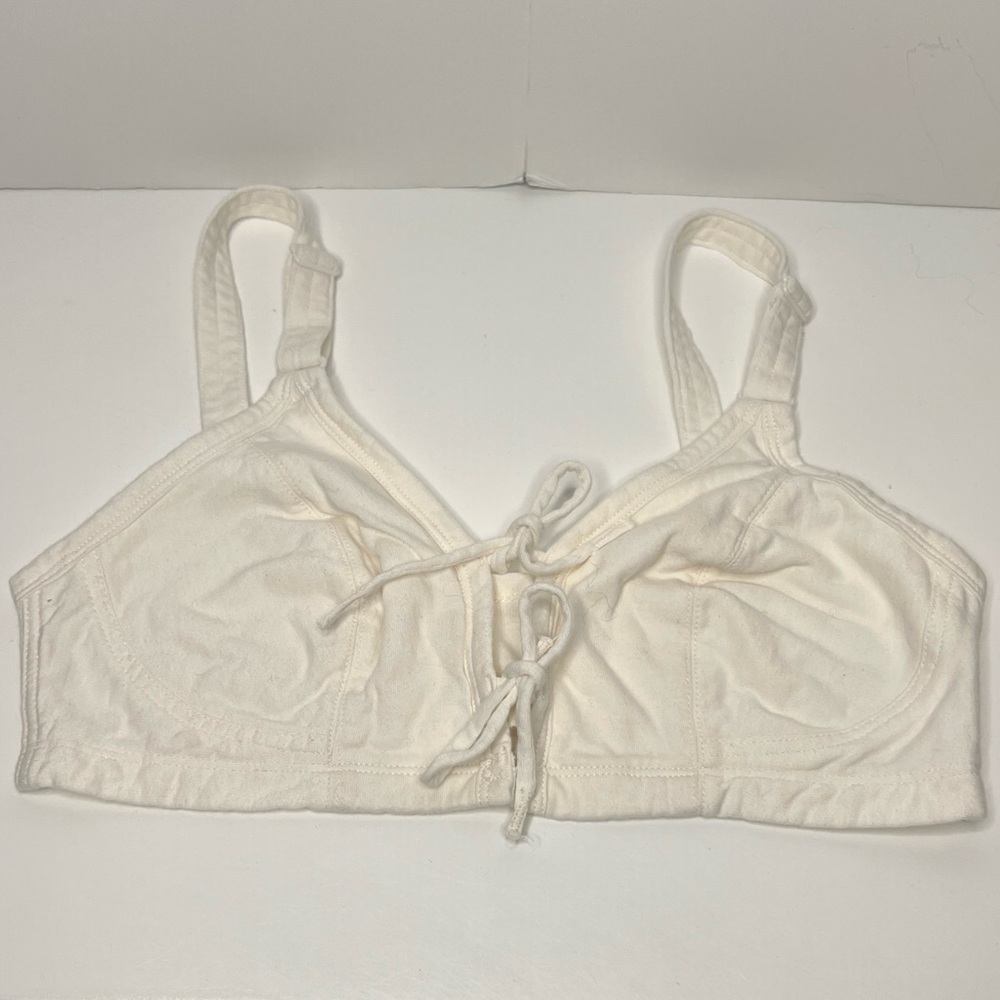 Cottonique 36/38B Organic Cotton Wireless Drawstring Bra Super Soft Wireless Tie